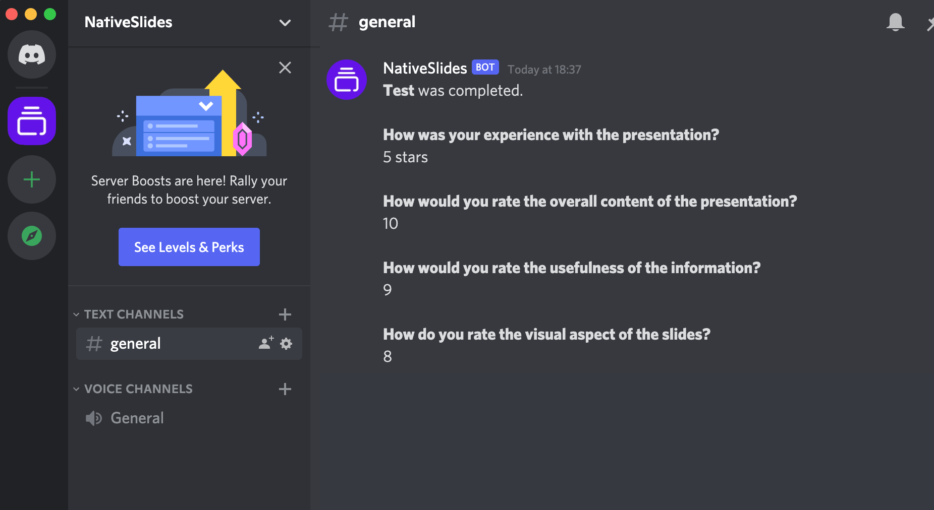 Send presentation responses to Discord