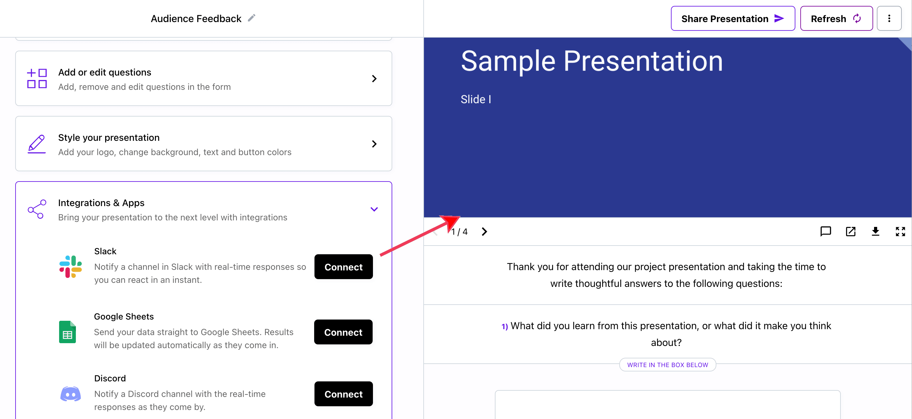 Connect presentations with Slack